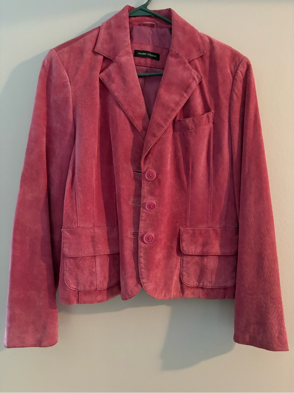 Valerie Stevens Rose-Pink Suede Blazer Jacket